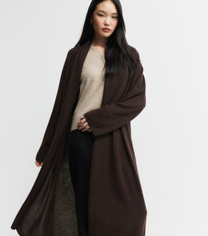 Featherweight Cashmere Longline Cardigan - Cacao