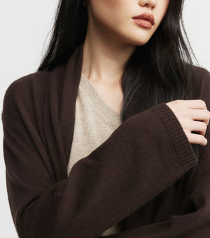 Featherweight Cashmere Longline Cardigan - Cacao