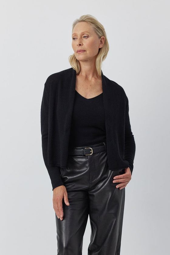 Essential Cashmere Featherweight Cardigan - Black