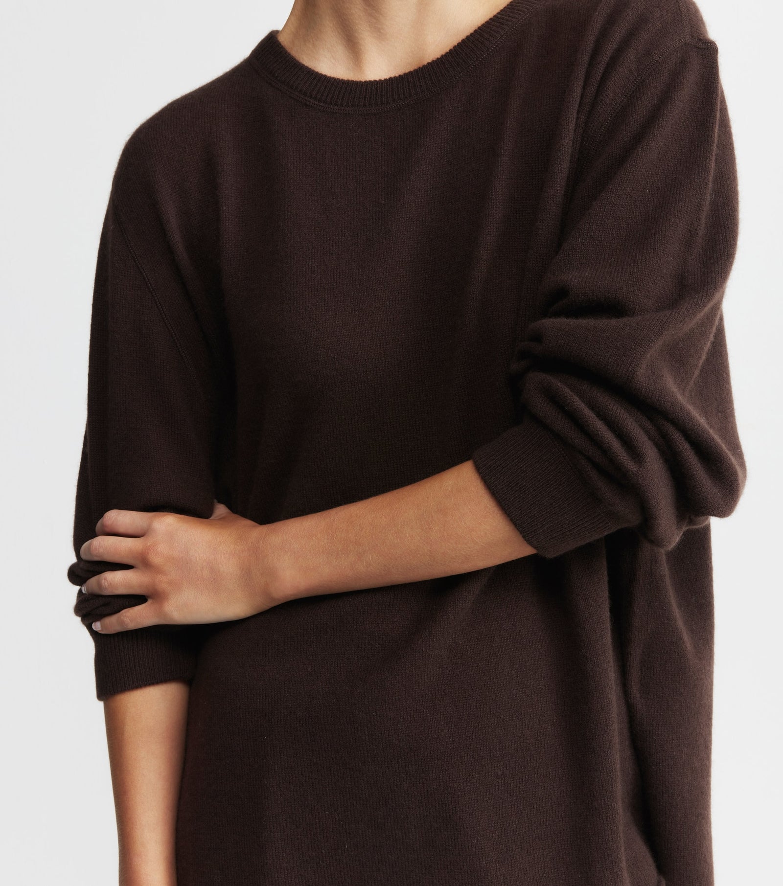 Cashmere Featherweight Oversize Crew - Cacao