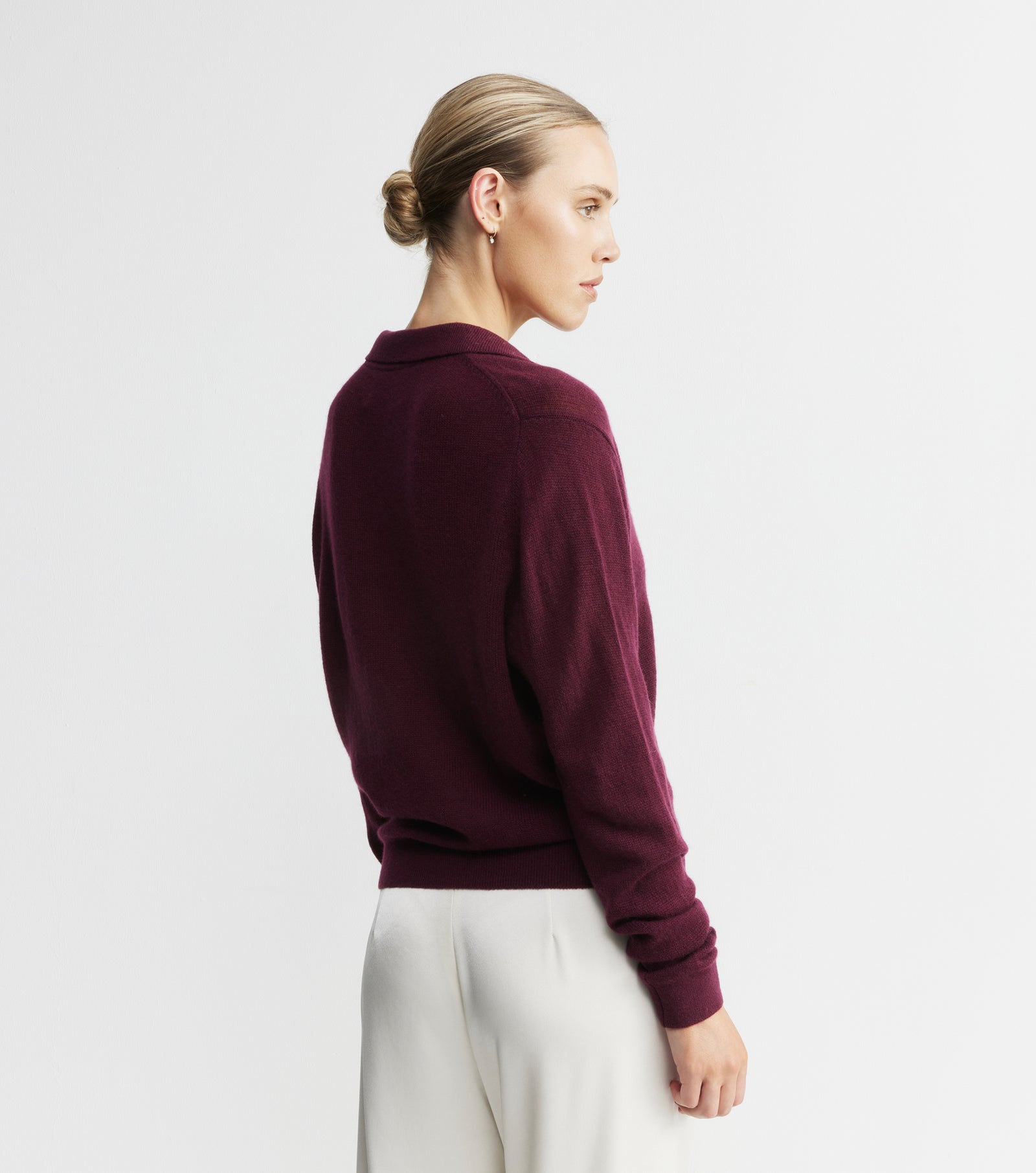 Featherweight Cashmere Polo - Burgundy