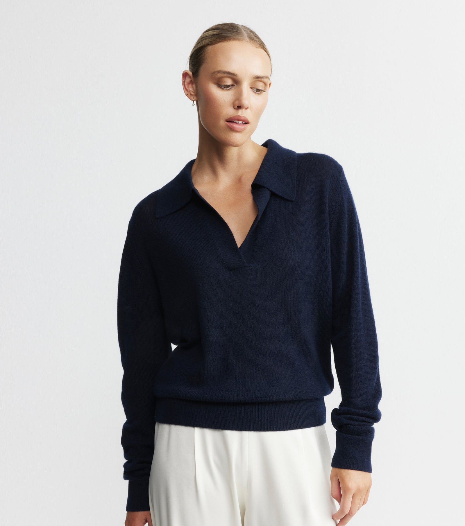 Featherweight Cashmere Polo - Navy