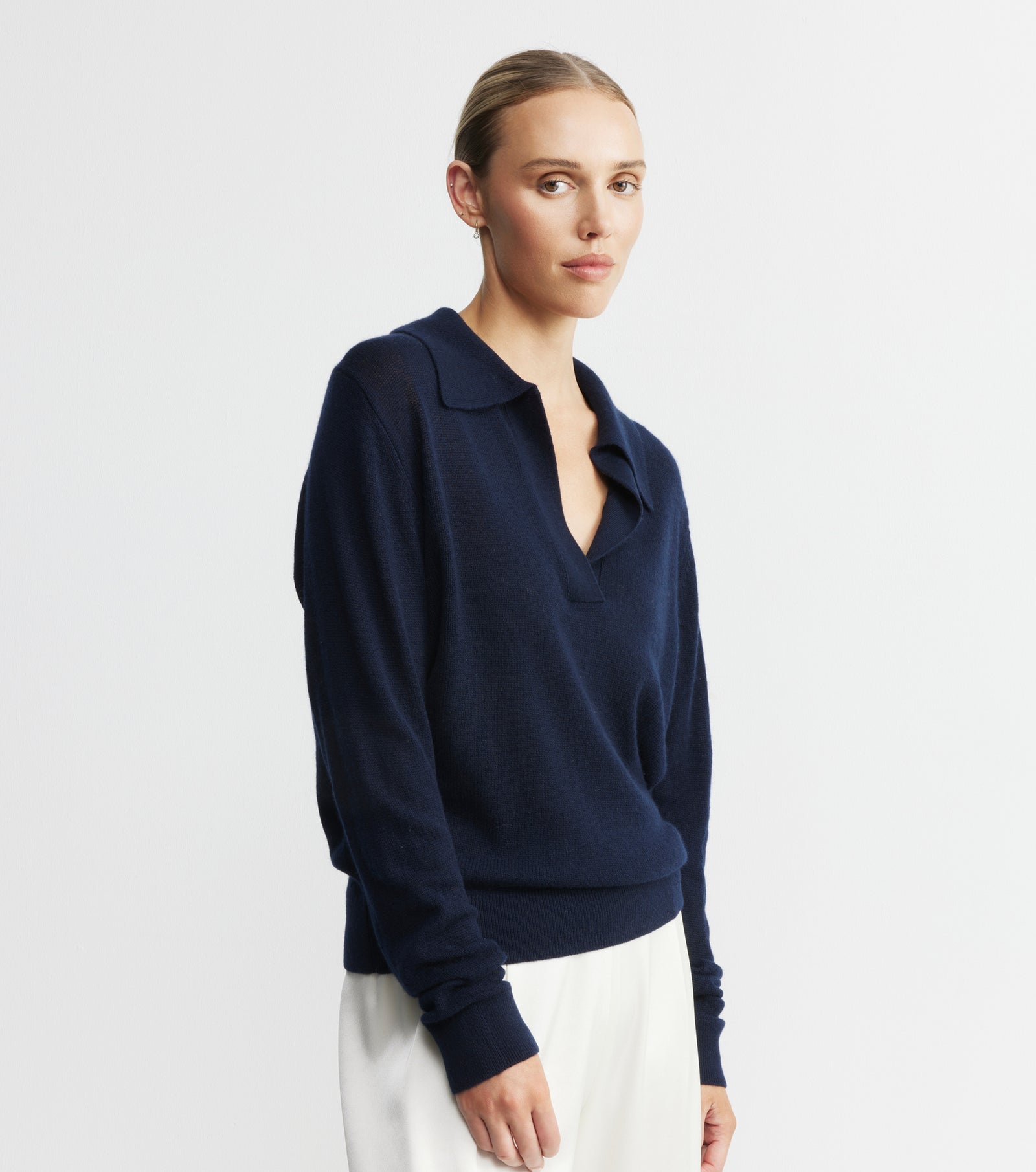 Featherweight Cashmere Polo - Navy