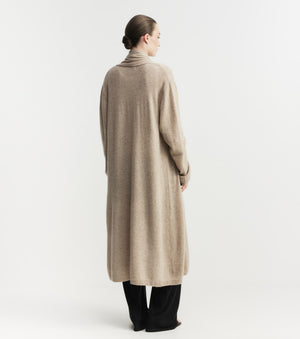 Cashmere Longline Feather Cardigan - Birch