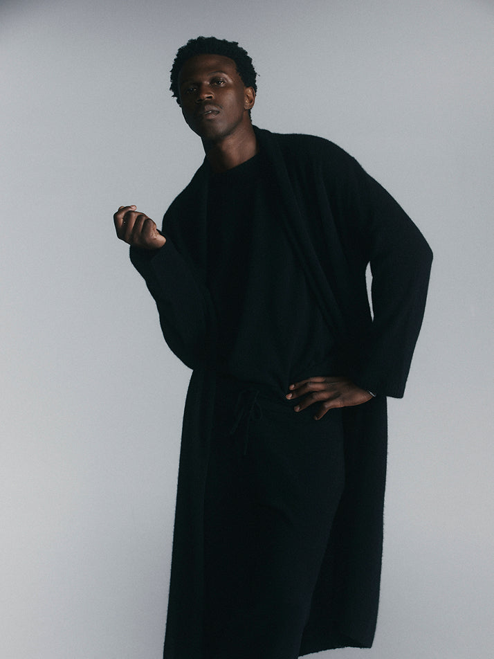 Featherweight Cashmere Longline Cardigan - Black