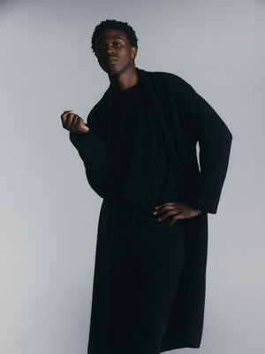 Featherweight Cashmere Longline Cardigan - Black