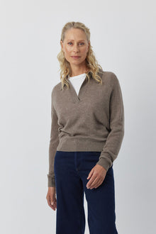  Featherweight Cashmere Polo - Walnut