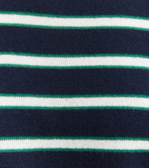 Cashmere Featherweight Oversize Crew - Navy Stripe