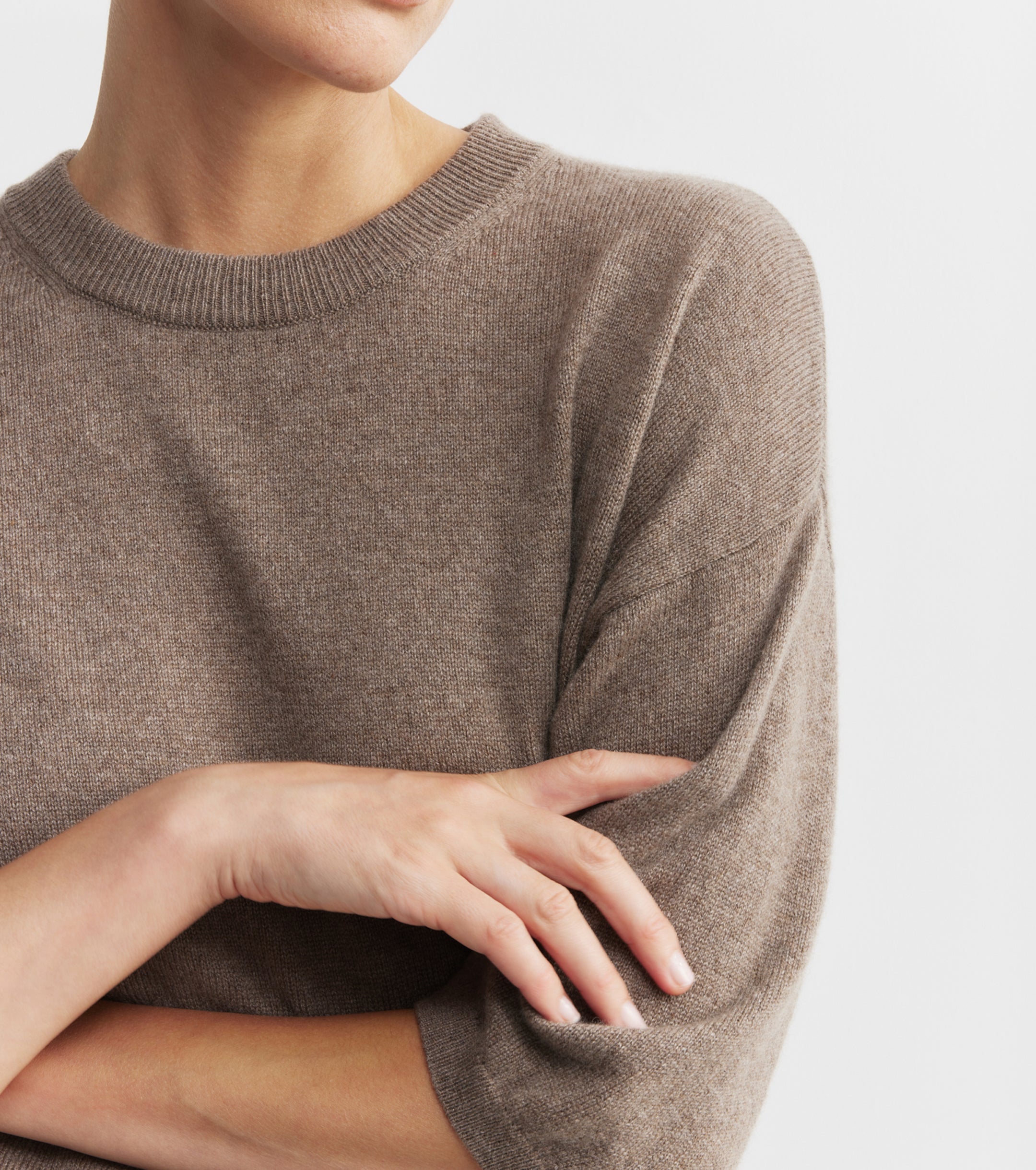 Featherweight Cashmere Oversize Tee - Walnut