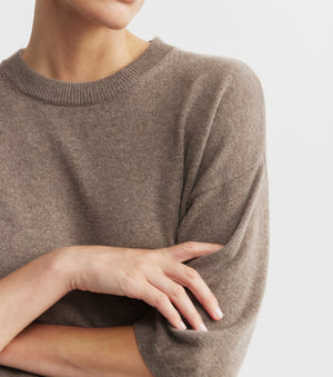 Featherweight Cashmere Oversize Tee - Walnut