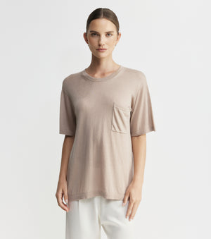 Fine Cashmere Tee - Taupe