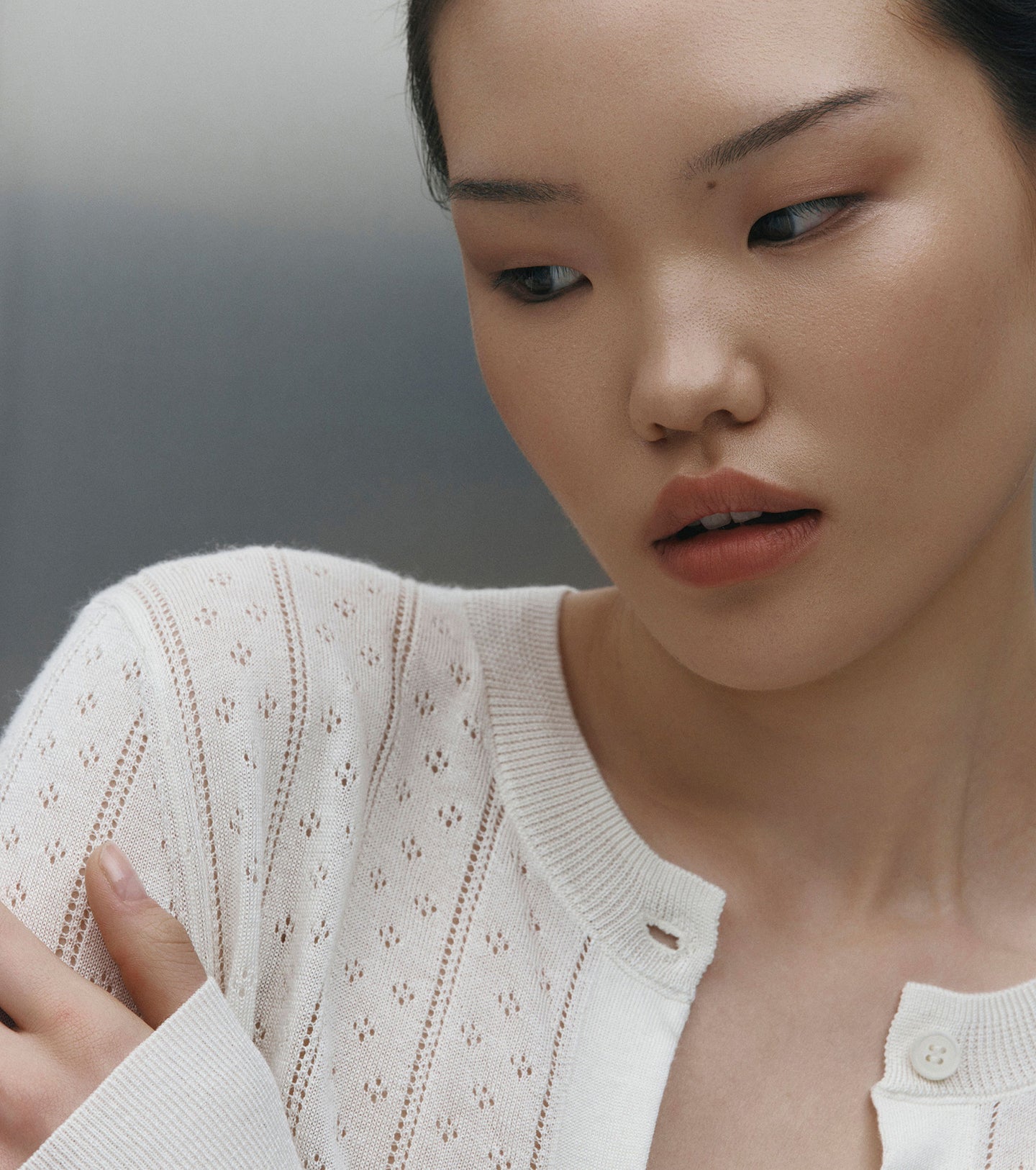 Fine Cashmere Pointelle Cardigan - Ivory