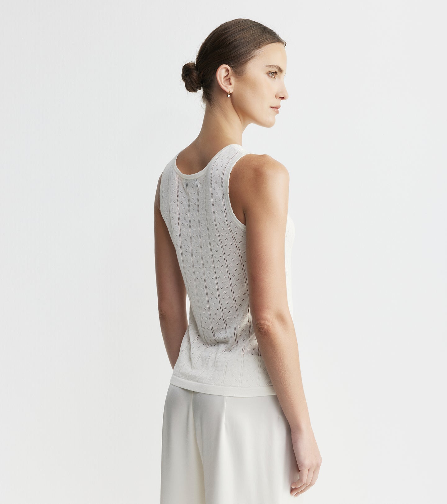 Fine Cashmere Pointelle Tank - Ivory
