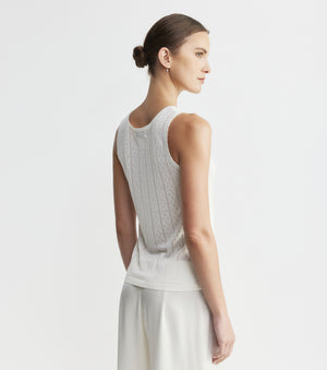 Fine Cashmere Pointelle Tank - Ivory