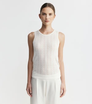 Fine Cashmere Pointelle Tank - Ivory