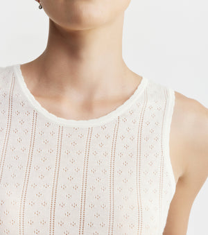 Fine Cashmere Pointelle Tank - Ivory