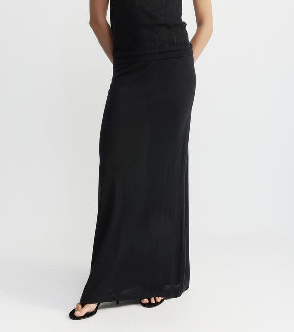 Fine Cashmere Skirt - Black