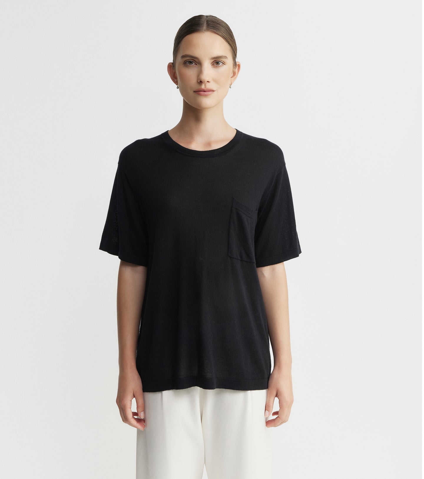 Fine Cashmere Tee - Black