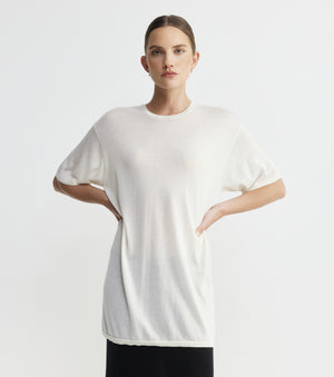 Fine Cashmere Longline Tee - Ivory