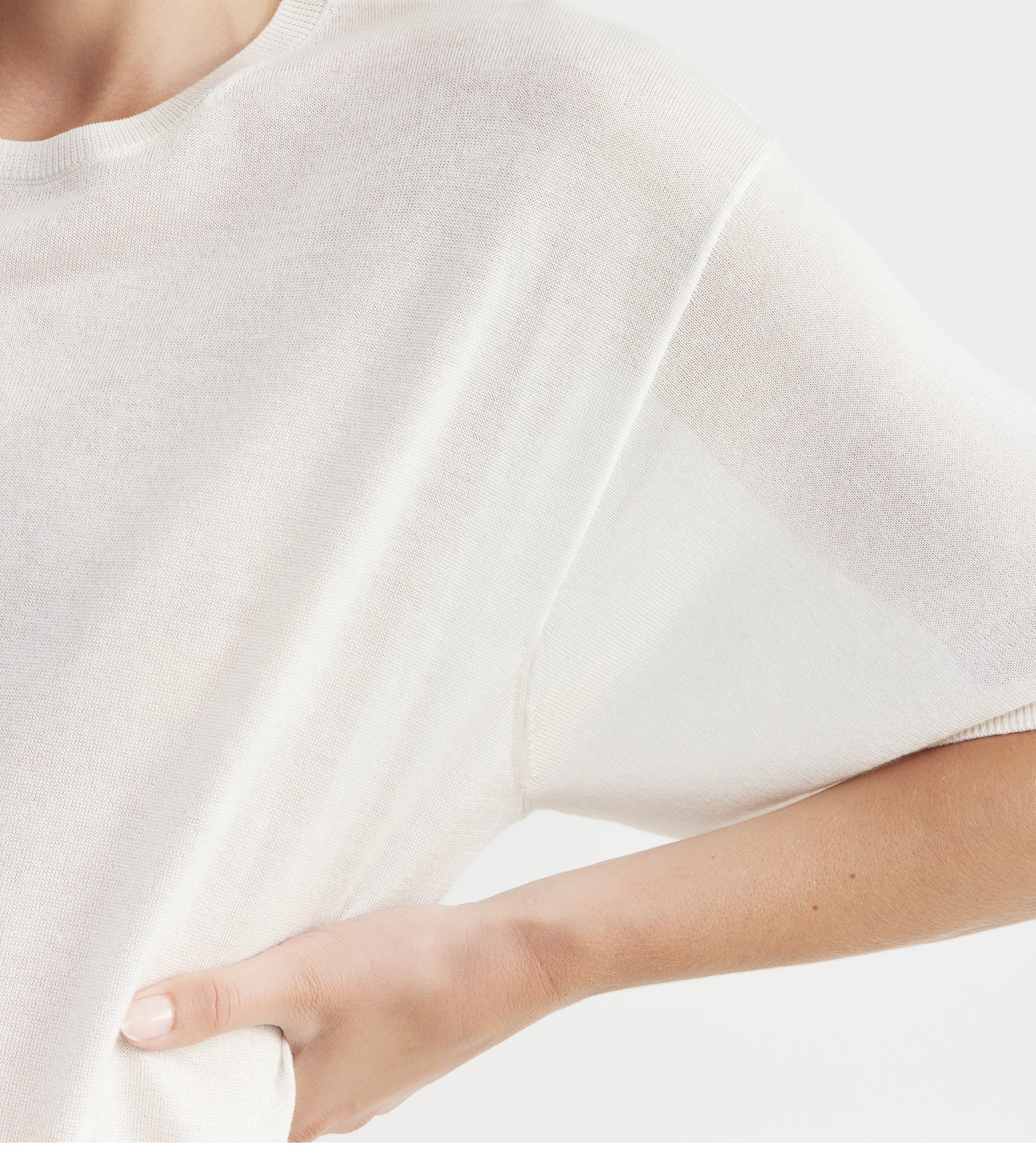 Fine Cashmere Longline Tee - Ivory
