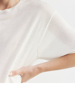 Fine Cashmere Longline Tee - Ivory