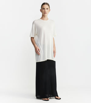 Fine Cashmere Longline Tee - Ivory
