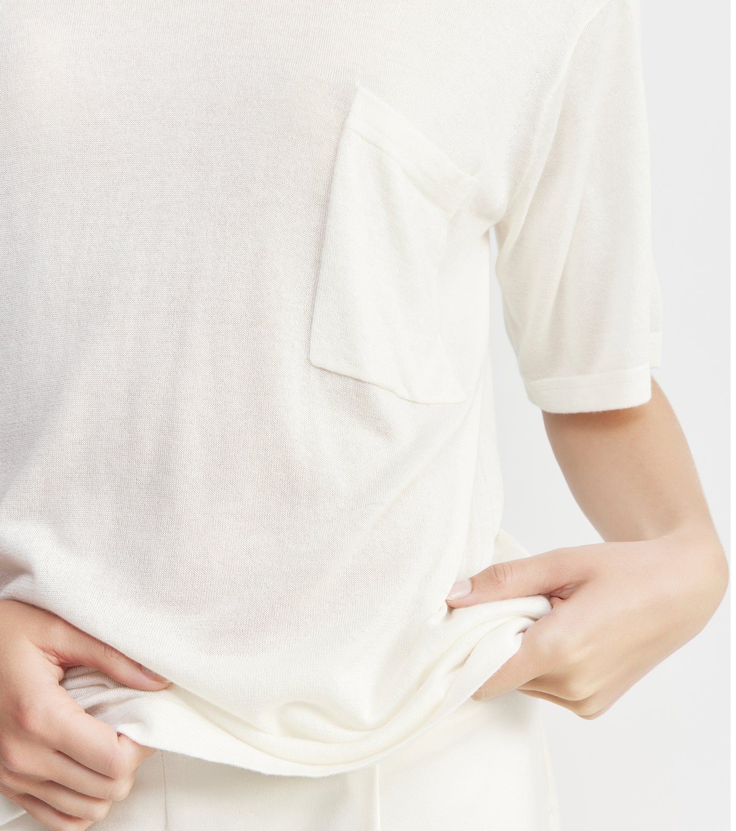 Fine Cashmere Tee - Ivory