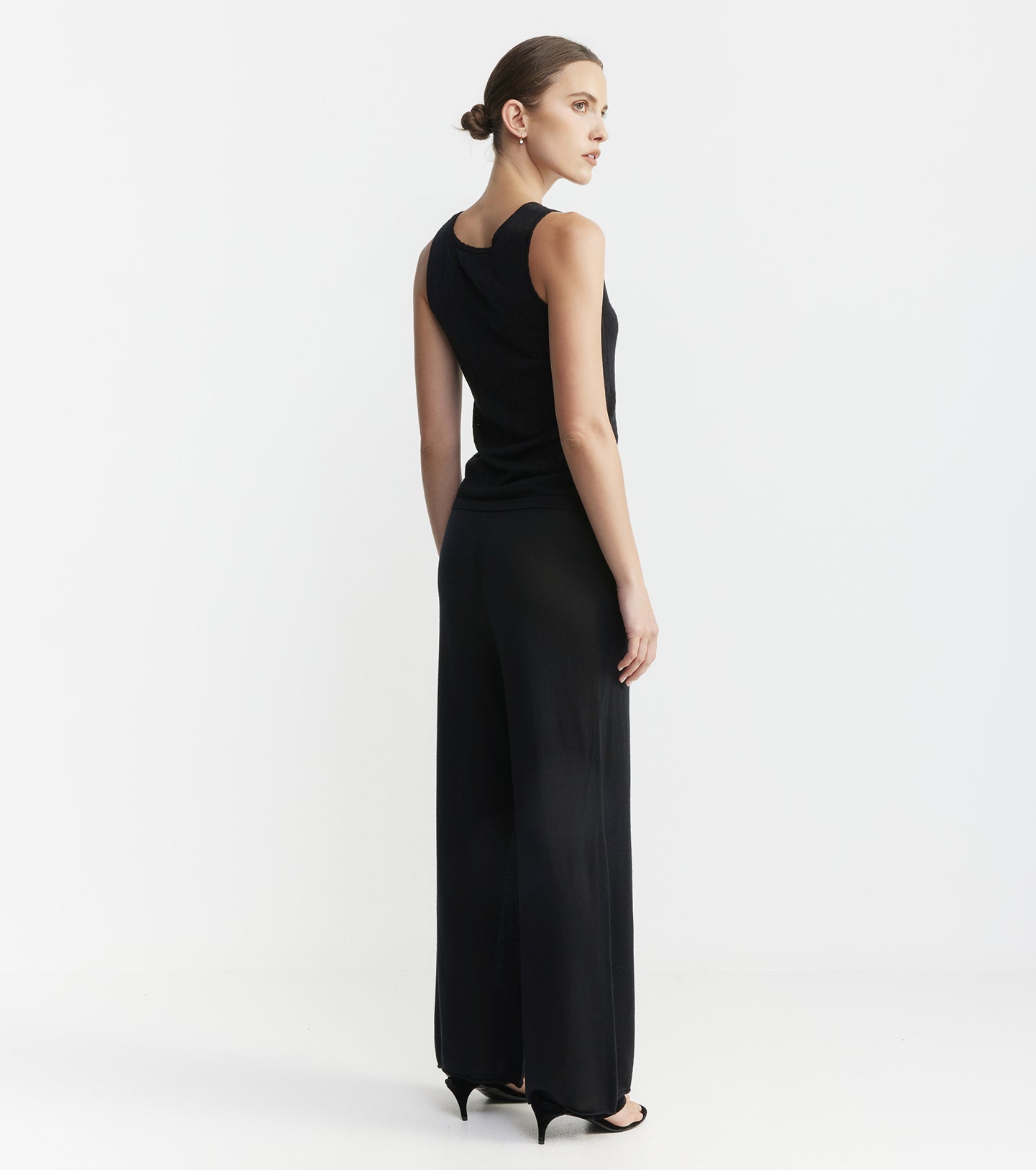 Fine Cashmere Bias Trouser - Black