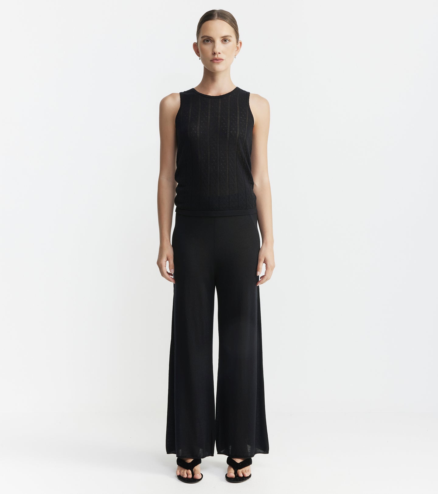Fine Cashmere Bias Trouser - Black