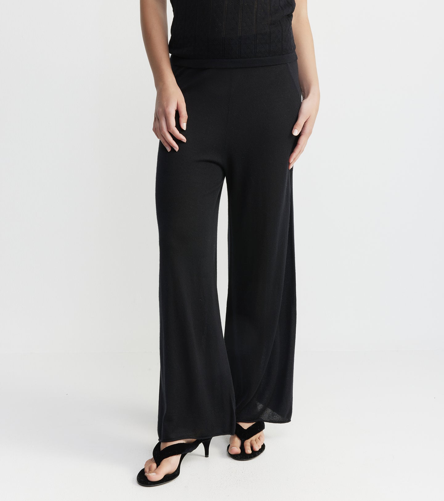Fine Cashmere Bias Trouser - Black