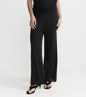 Fine Cashmere Bias Trouser - Black