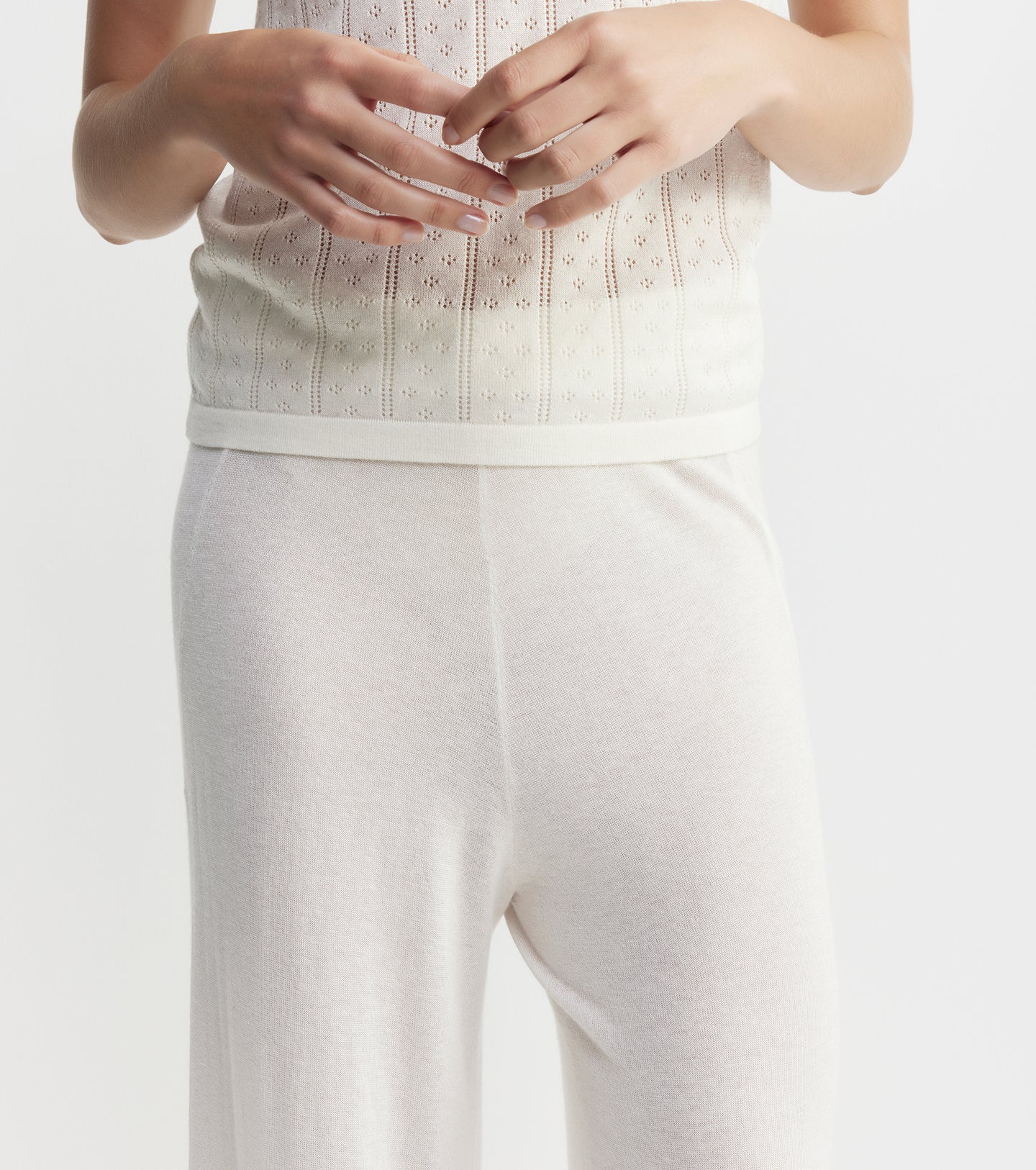 Fine Cashmere Bias Trouser - Ivory