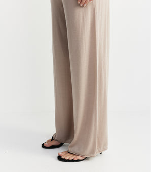 Fine Cashmere Bias Trouser - Taupe