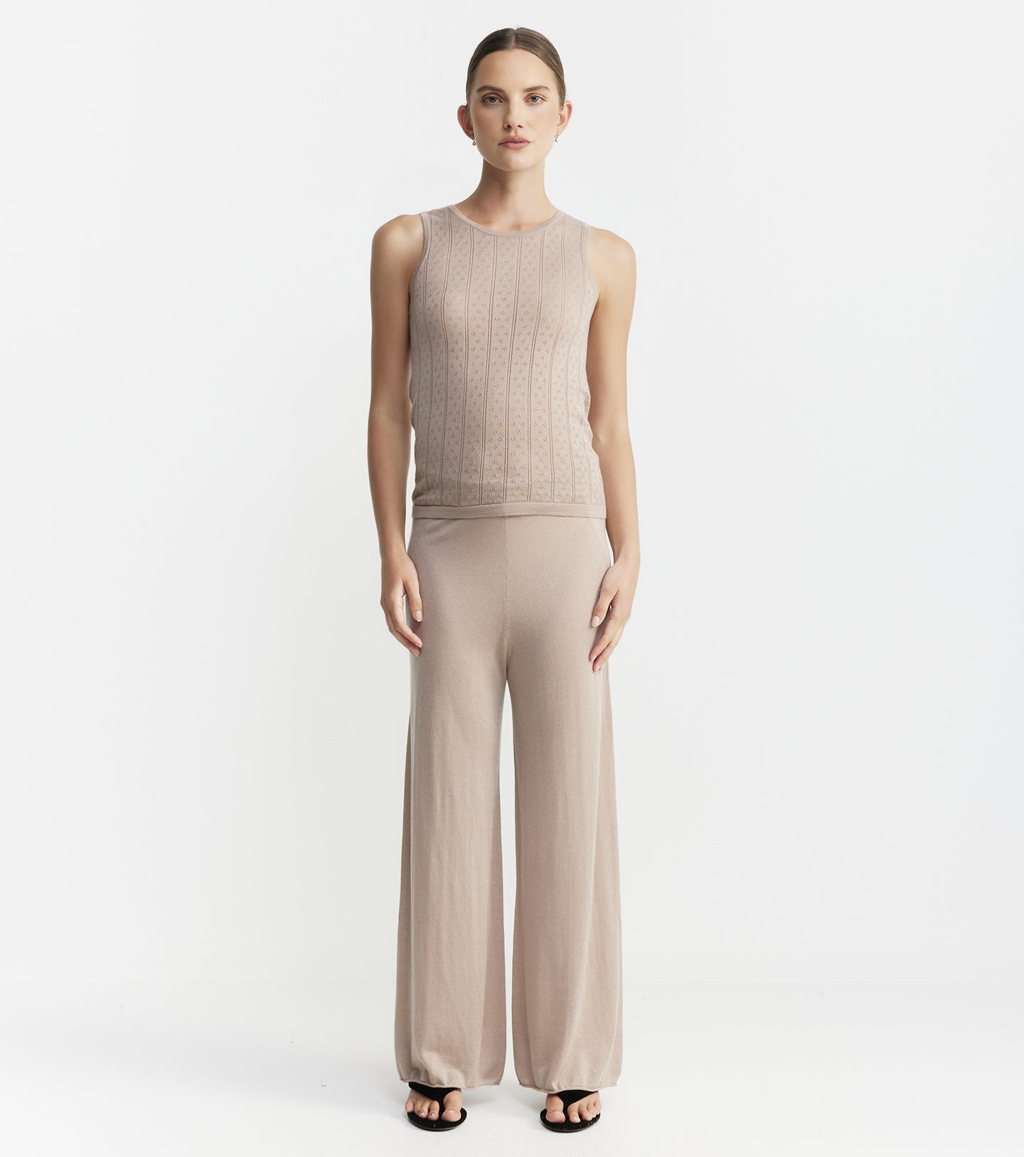 Fine Cashmere Bias Trouser - Taupe