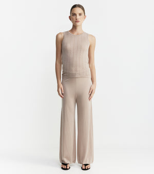 Fine Cashmere Bias Trouser - Taupe