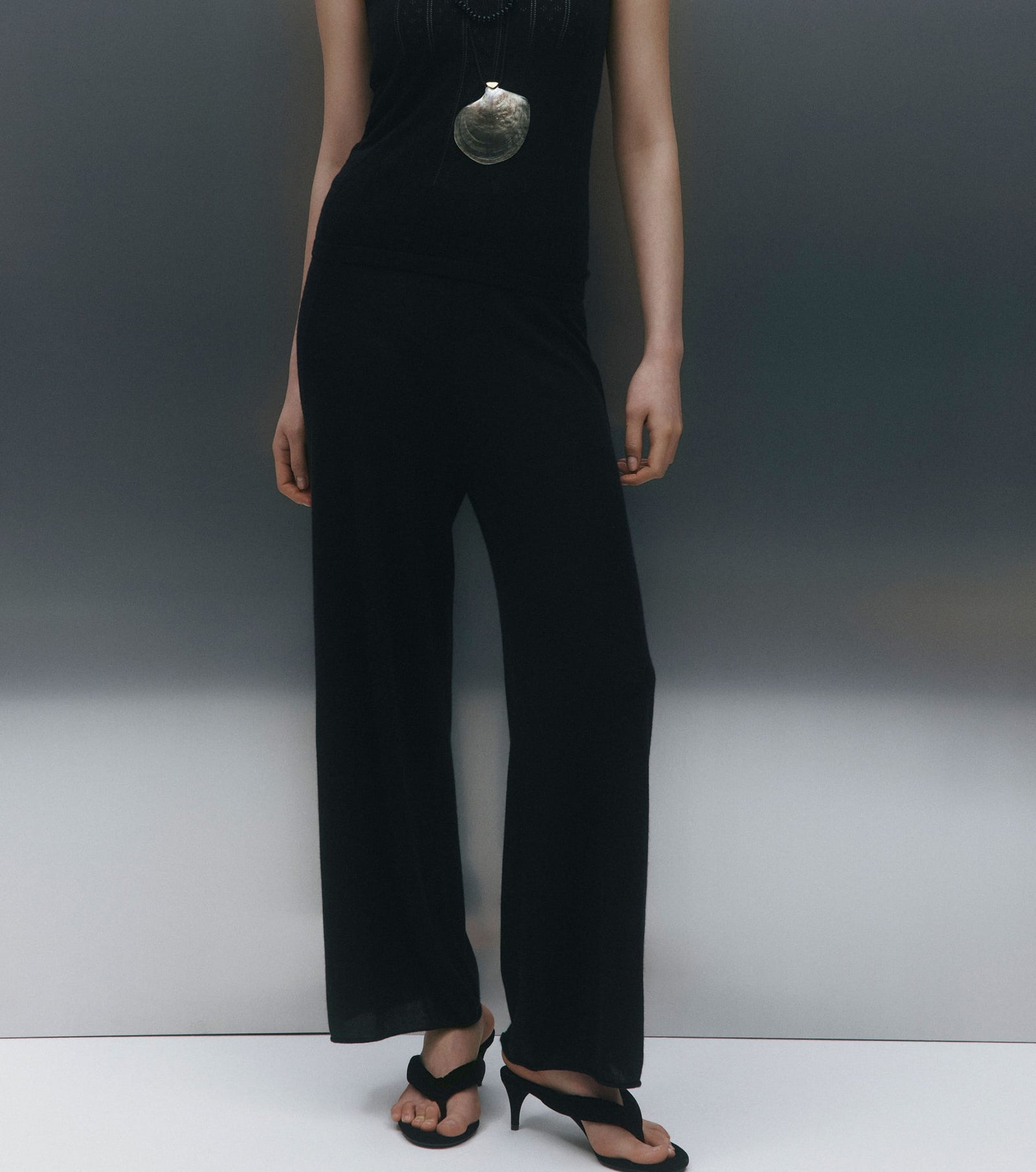 Fine Cashmere Bias Trouser - Black