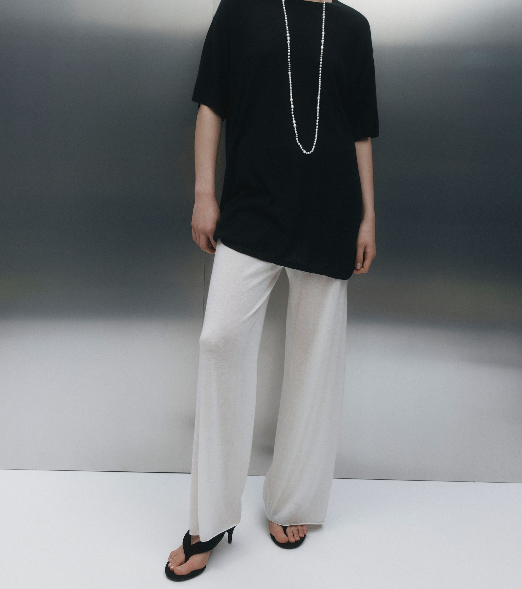 Fine Cashmere Bias Trouser - Ivory