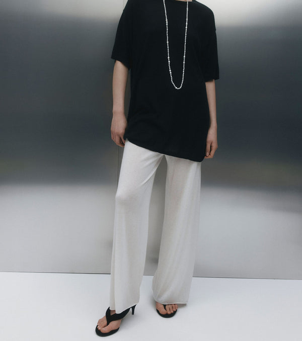 Fine Cashmere Bias Trouser - Ivory