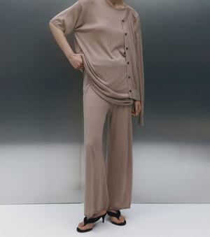 Fine Cashmere Bias Trouser - Taupe