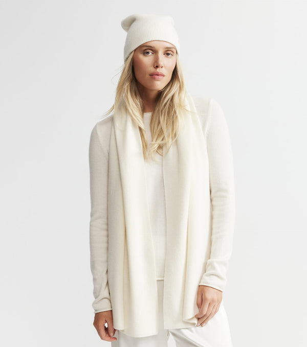 Cashmere Fisherman Rib Scarf - Cream