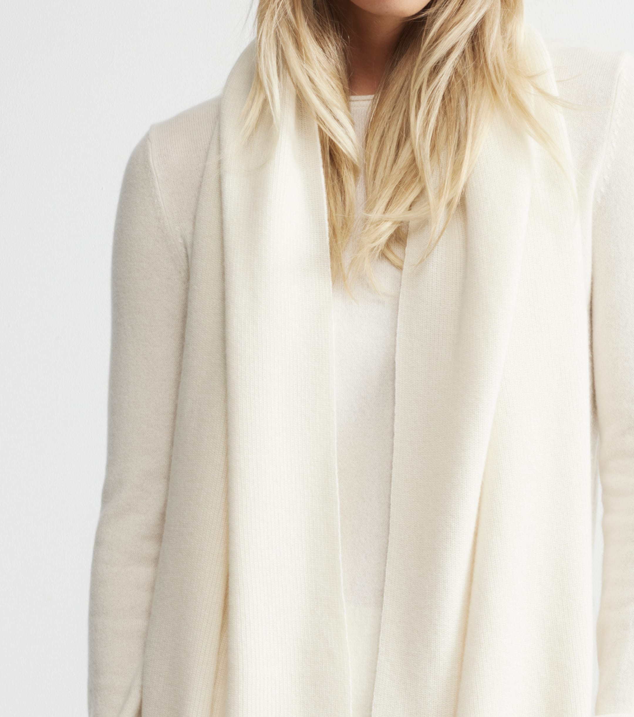 Cashmere Fisherman Rib Scarf - Cream