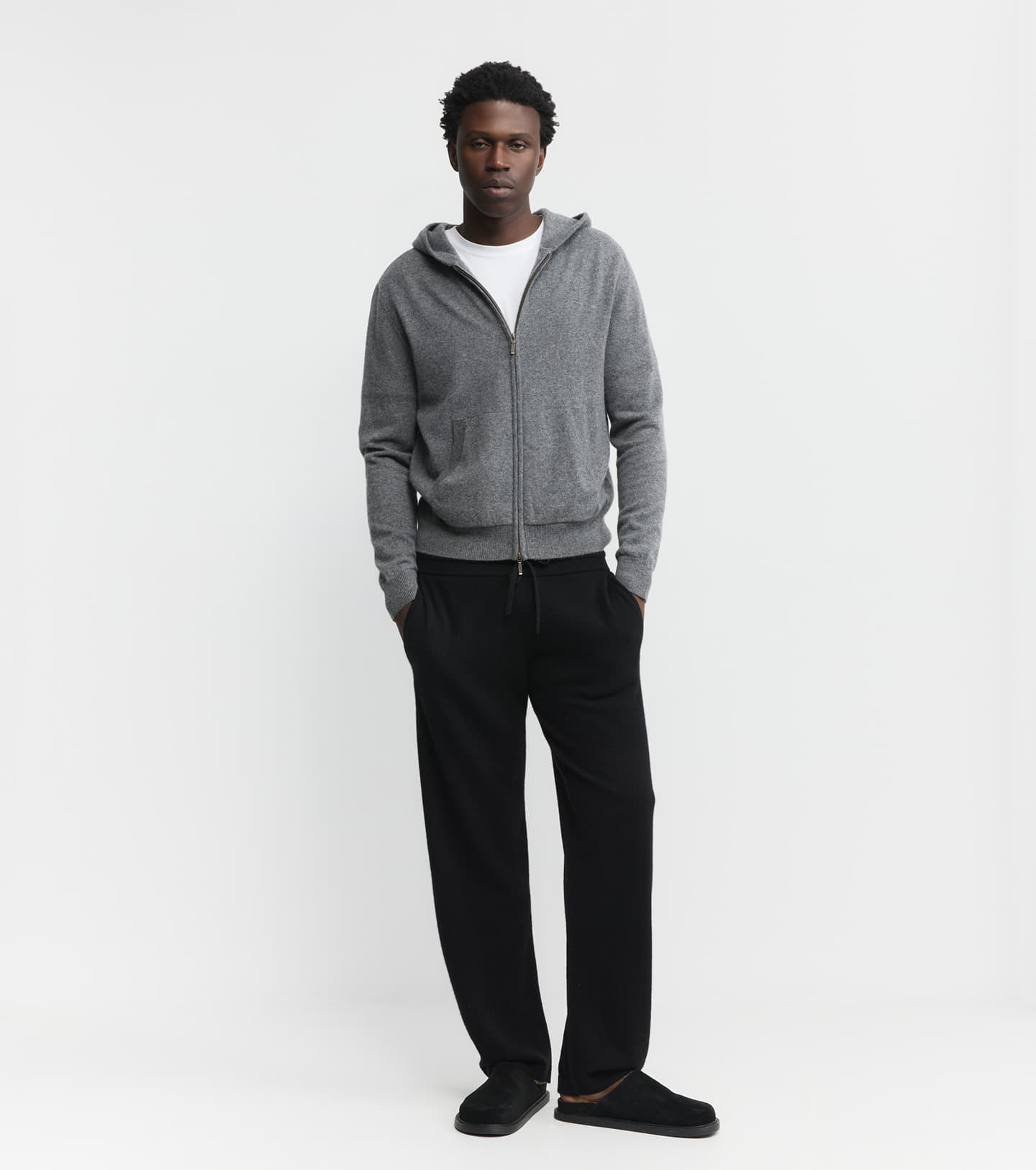 Cashmere Zip Hoodie - Graphite