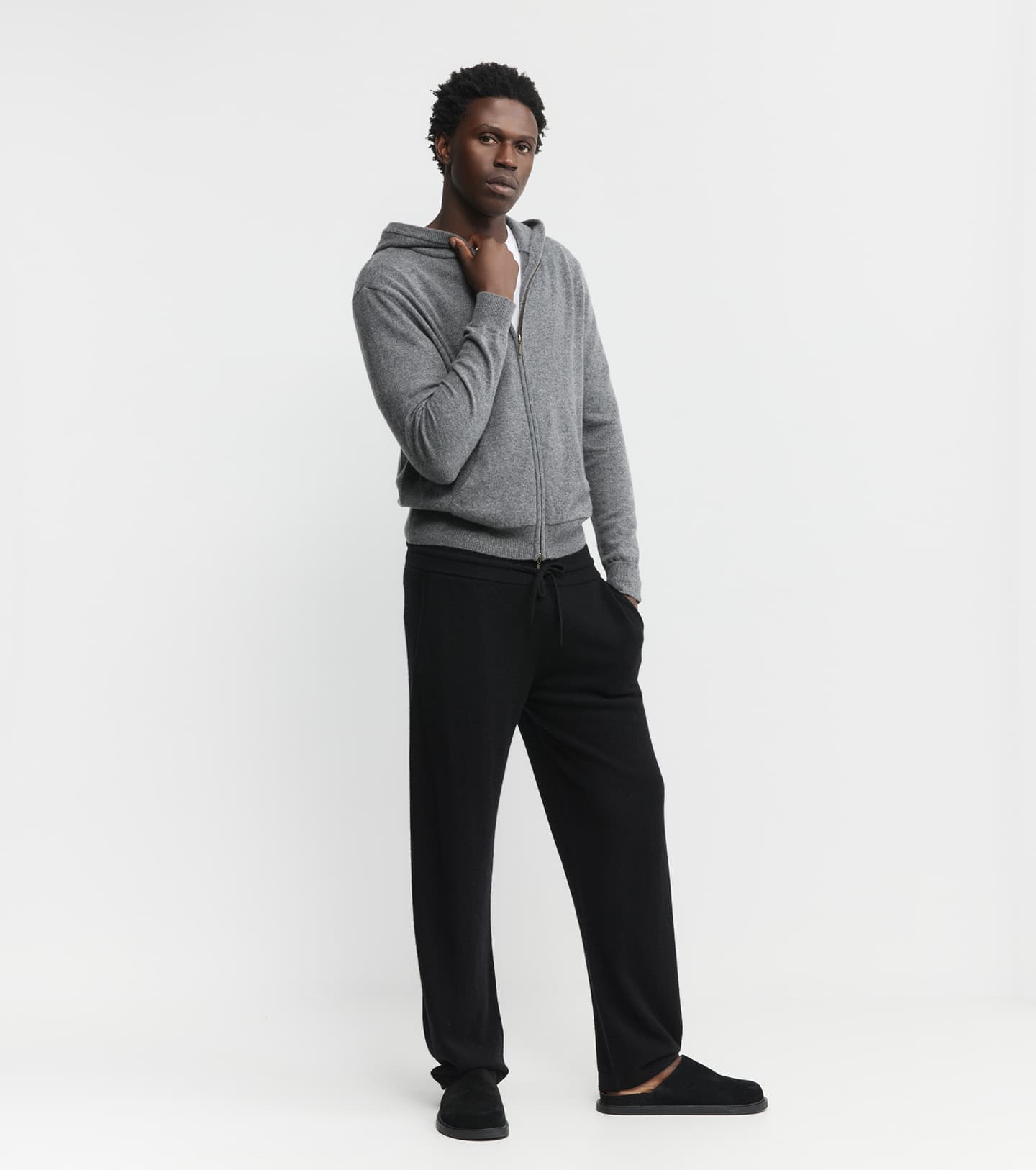 Cashmere Zip Hoodie - Graphite
