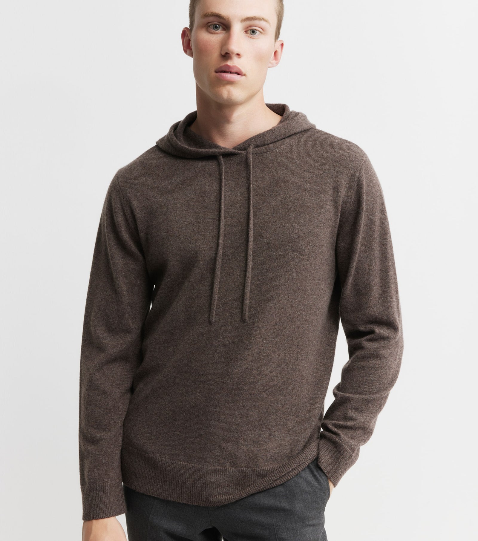 Unisex Cashmere Hoodie - Brown Melange