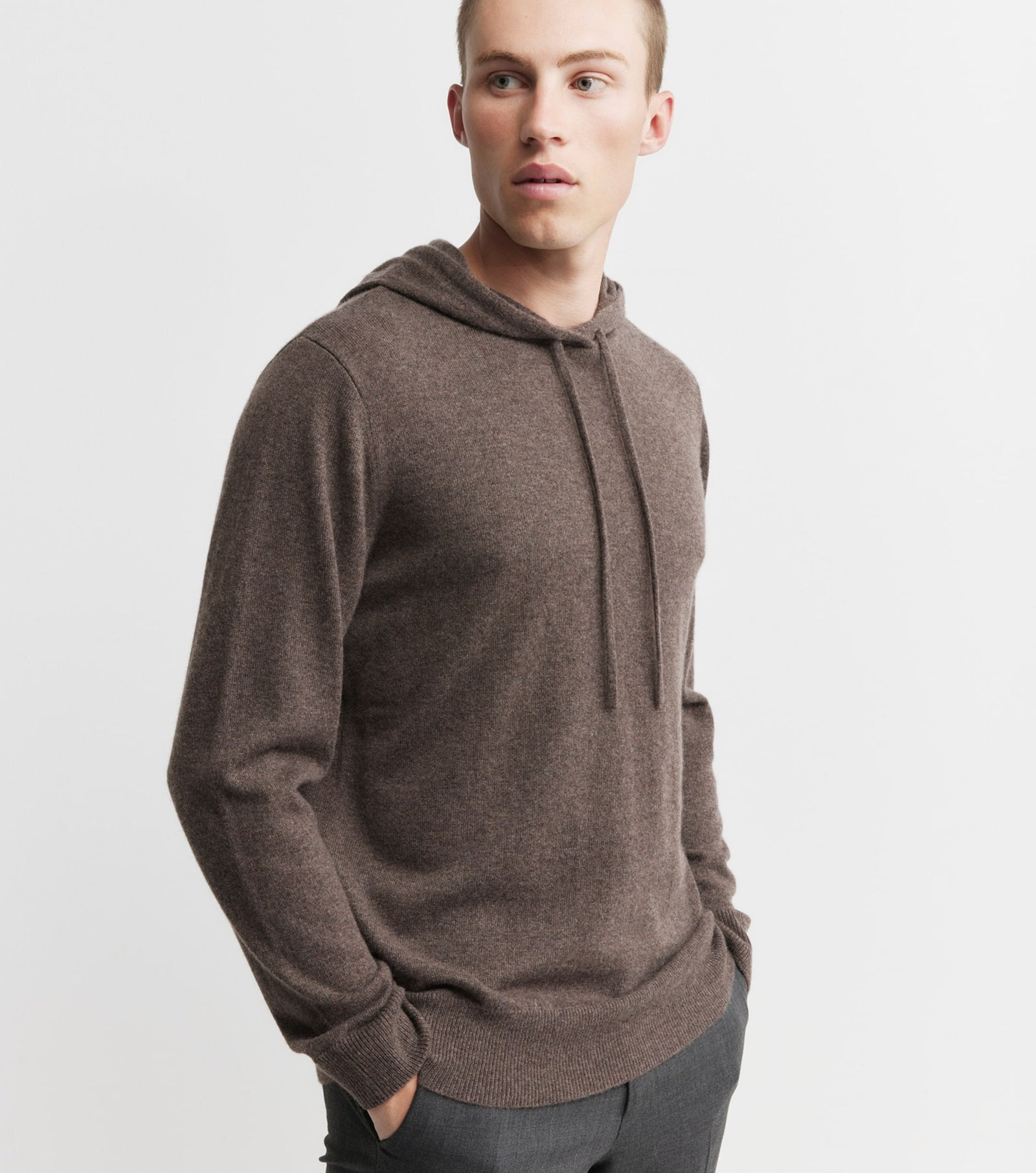 Unisex Cashmere Hoodie - Brown Melange