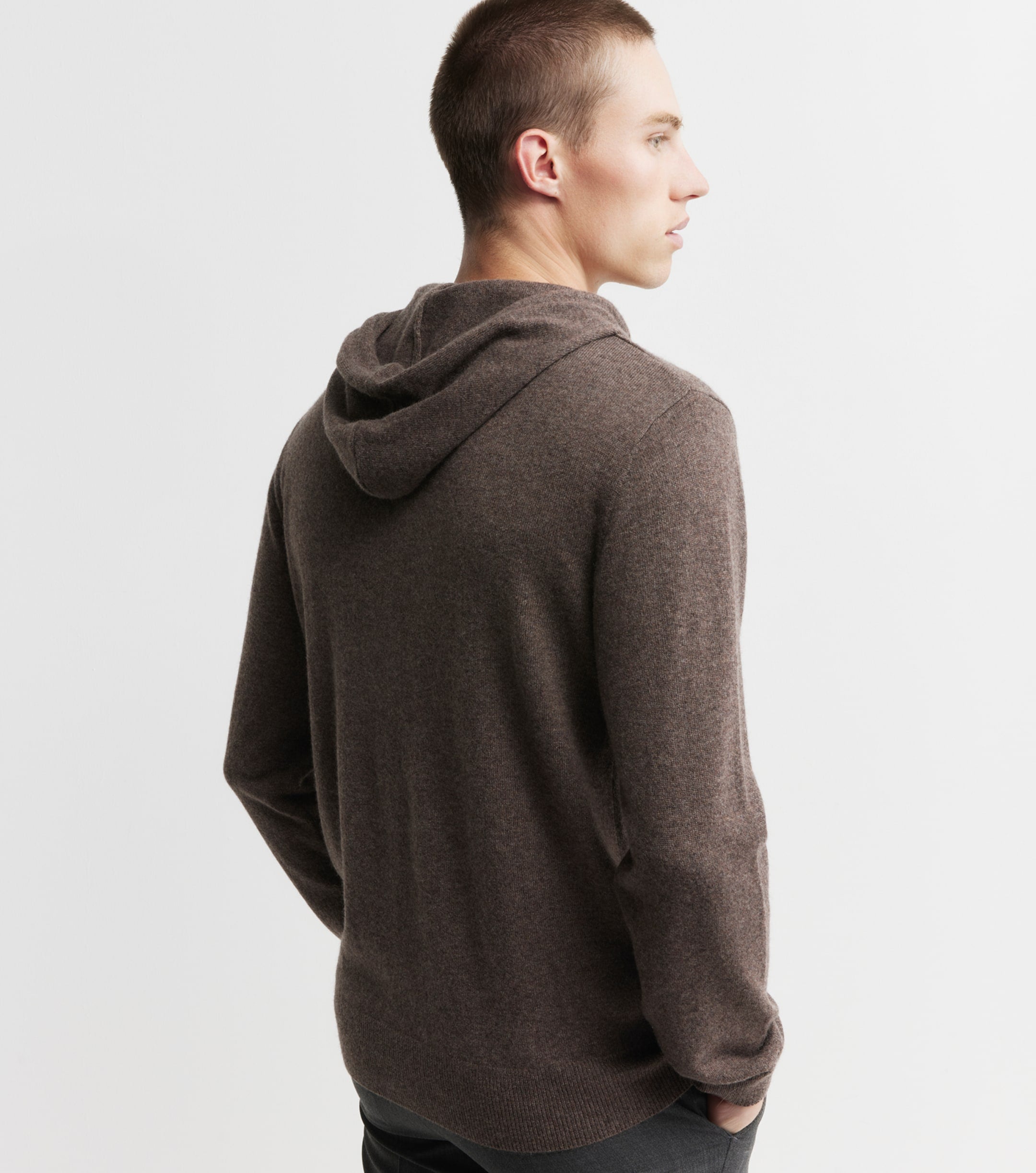 Unisex Cashmere Hoodie - Brown Melange