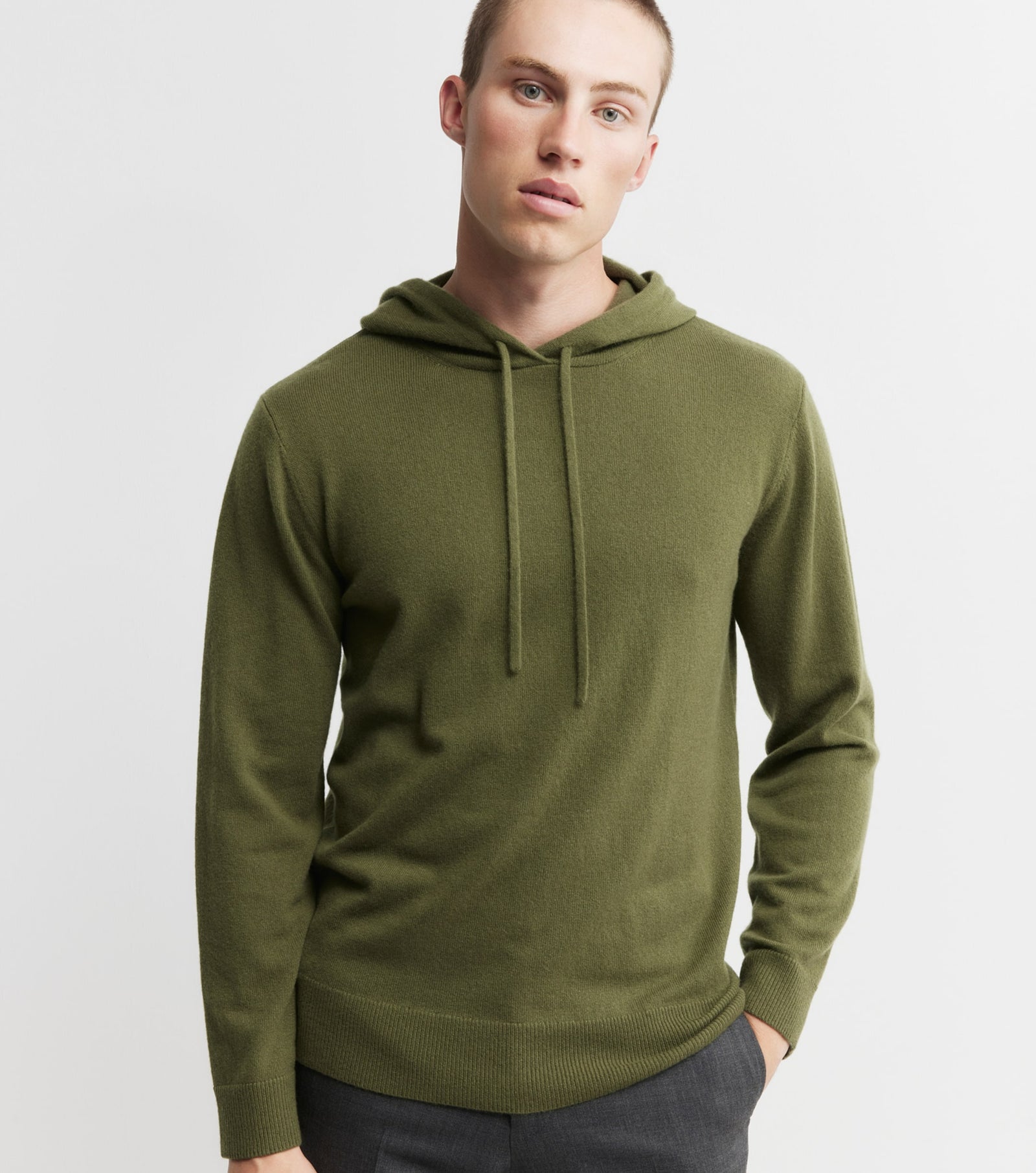 Unisex Cashmere Hoodie - Moss Green