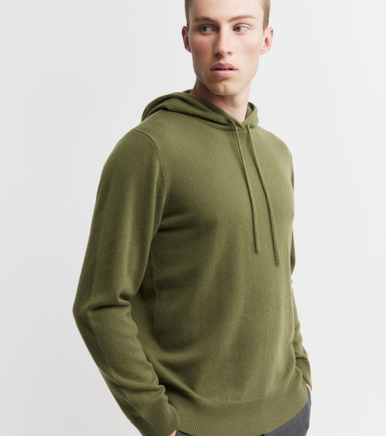 Unisex Cashmere Hoodie - Moss Green