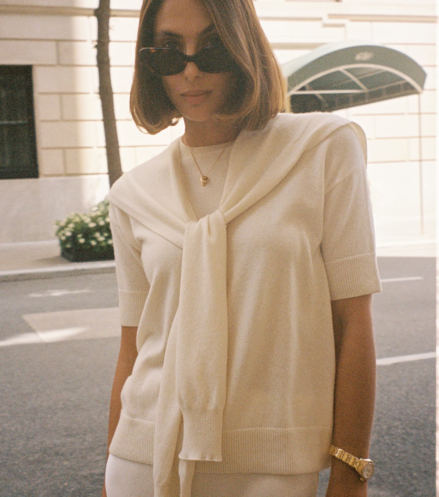 Cashmere Sweater Scarf - Cream