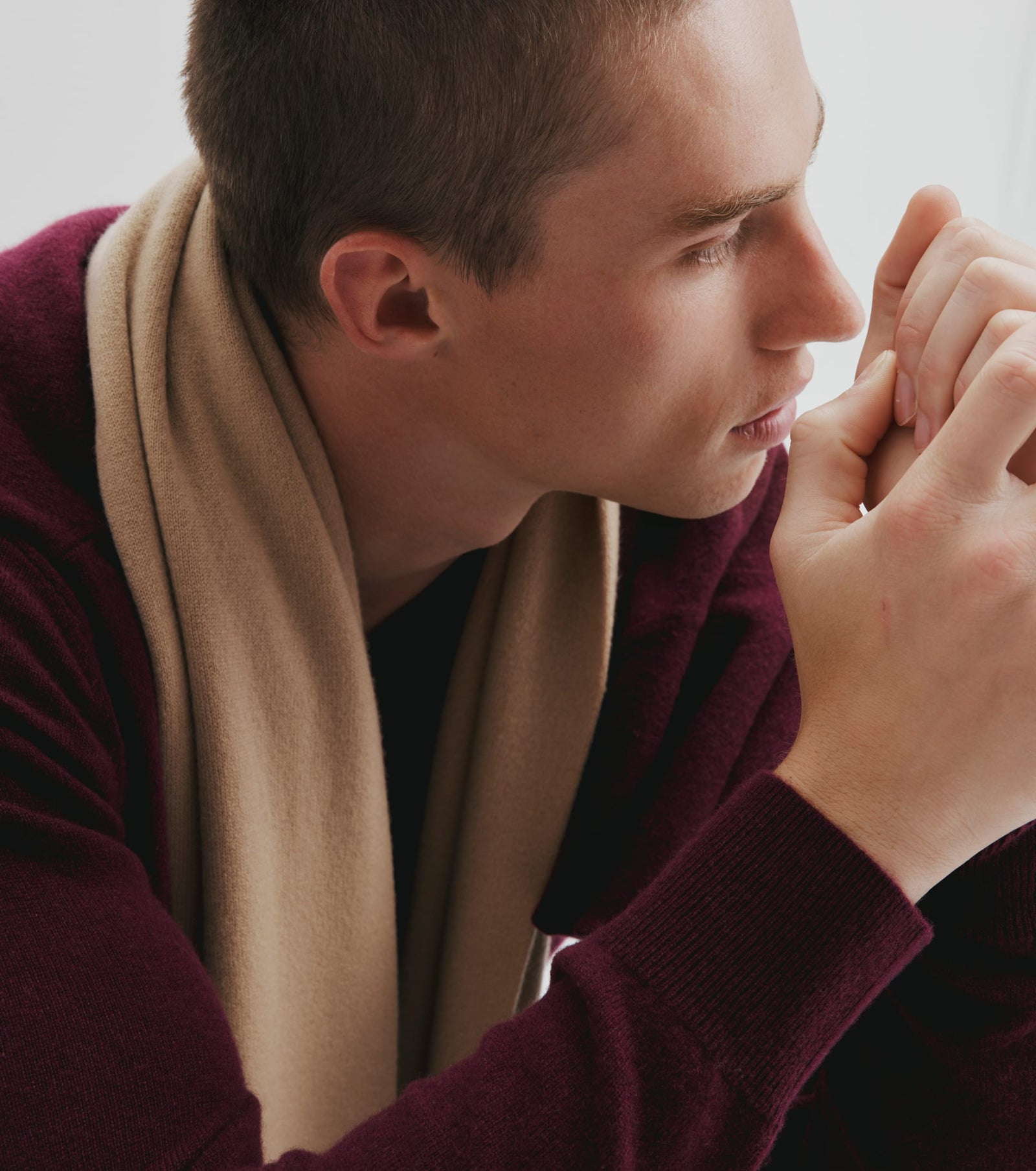 Cashmere Jacquard Scarf - Camel